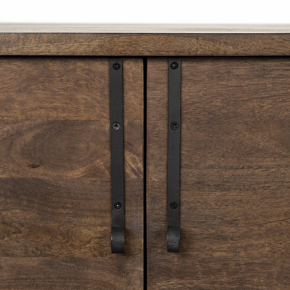 Dark Brown Wood Frame Black Iron Accent, 6 Drawer, 2 Door Cabinet Sideboard