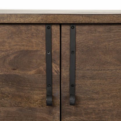 Dark Brown Wood Frame Black Iron Accent, 6 Drawer, 2 Door Cabinet Sideboard