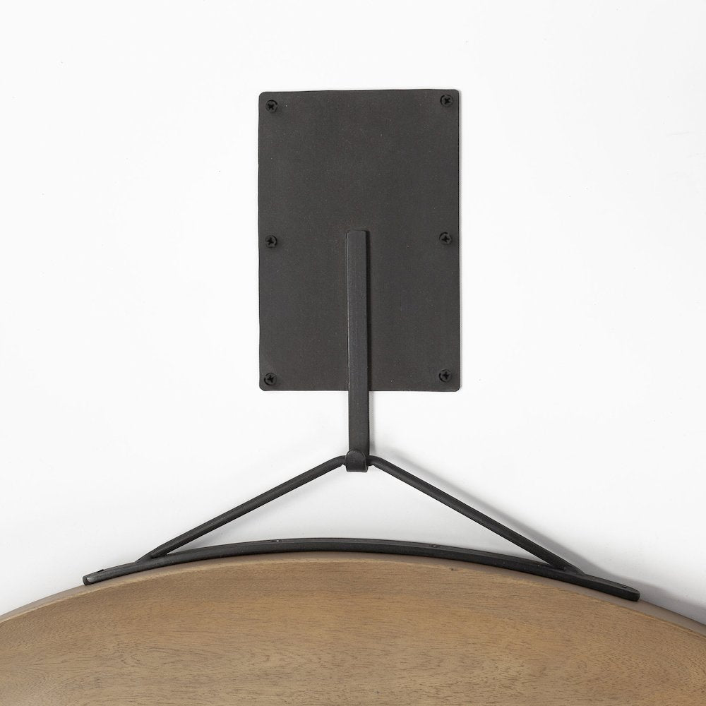 Avram 43.5" Round Brown Wood Frame Mirror