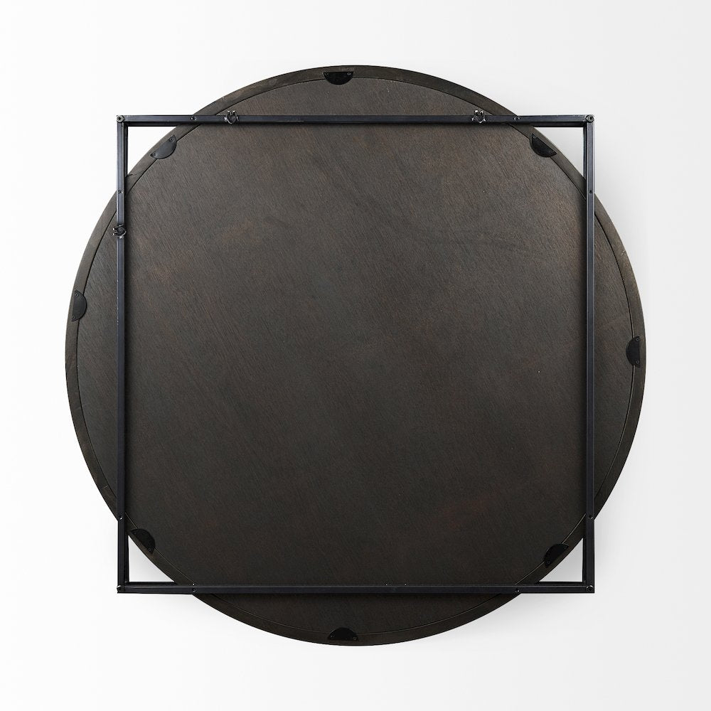 Norbert 46" Round-Square Black Wood/Metal Frame Mirror