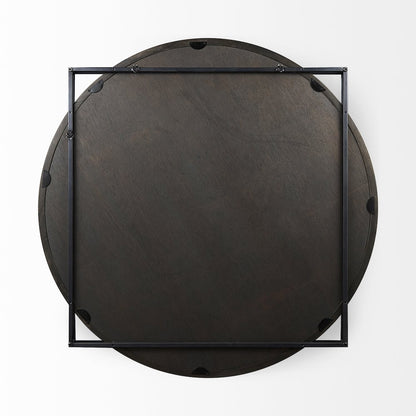 Norbert 46" Round-Square Black Wood/Metal Frame Mirror
