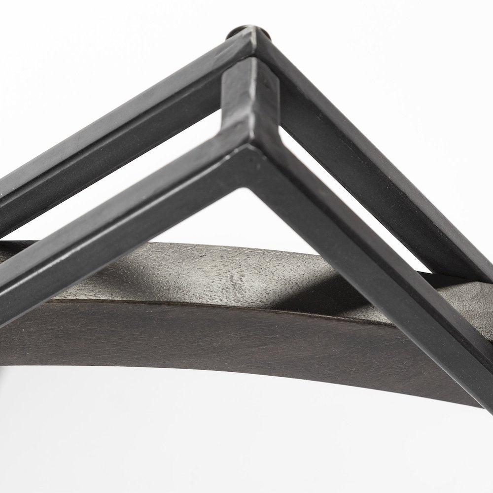 Norbert 46" Round-Square Black Wood/Metal Frame Mirror