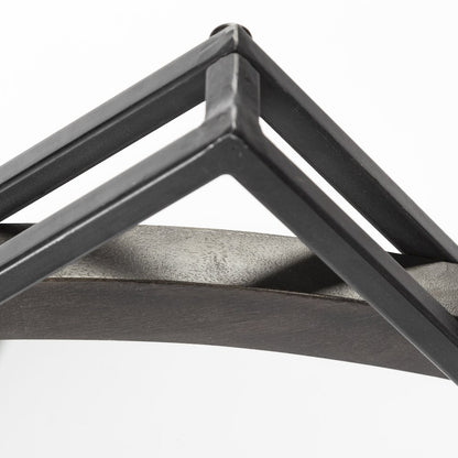Norbert 46" Round-Square Black Wood/Metal Frame Mirror