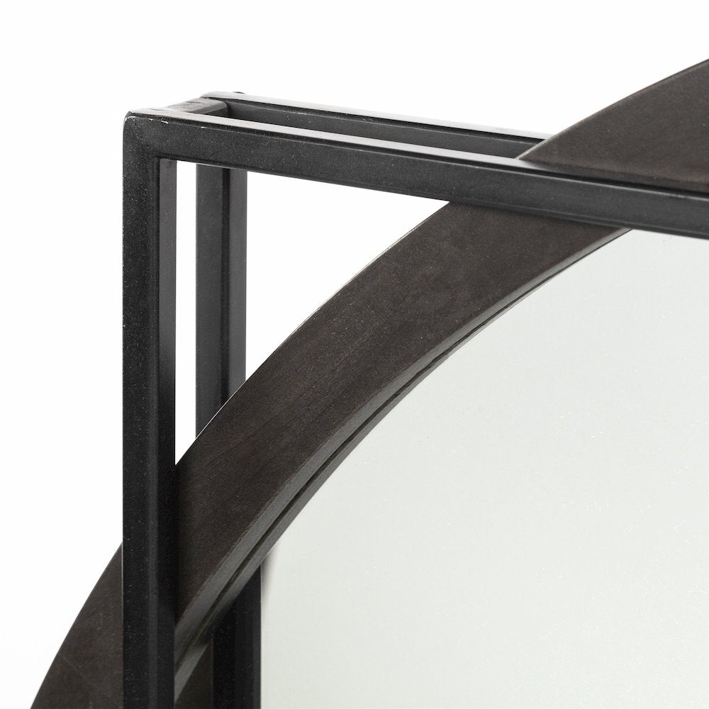 Norbert 46" Round-Square Black Wood/Metal Frame Mirror