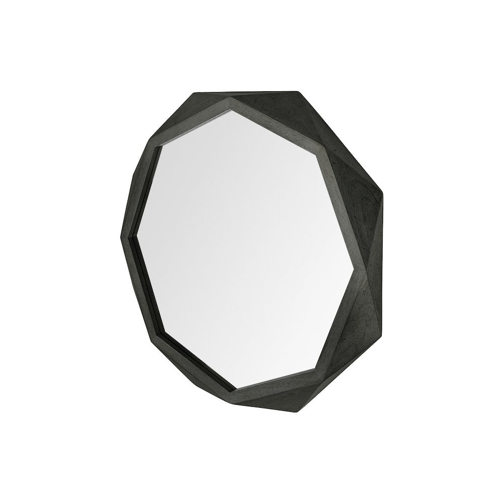 Aramis 32" Octagon Black Wood Frame Wall Mirror