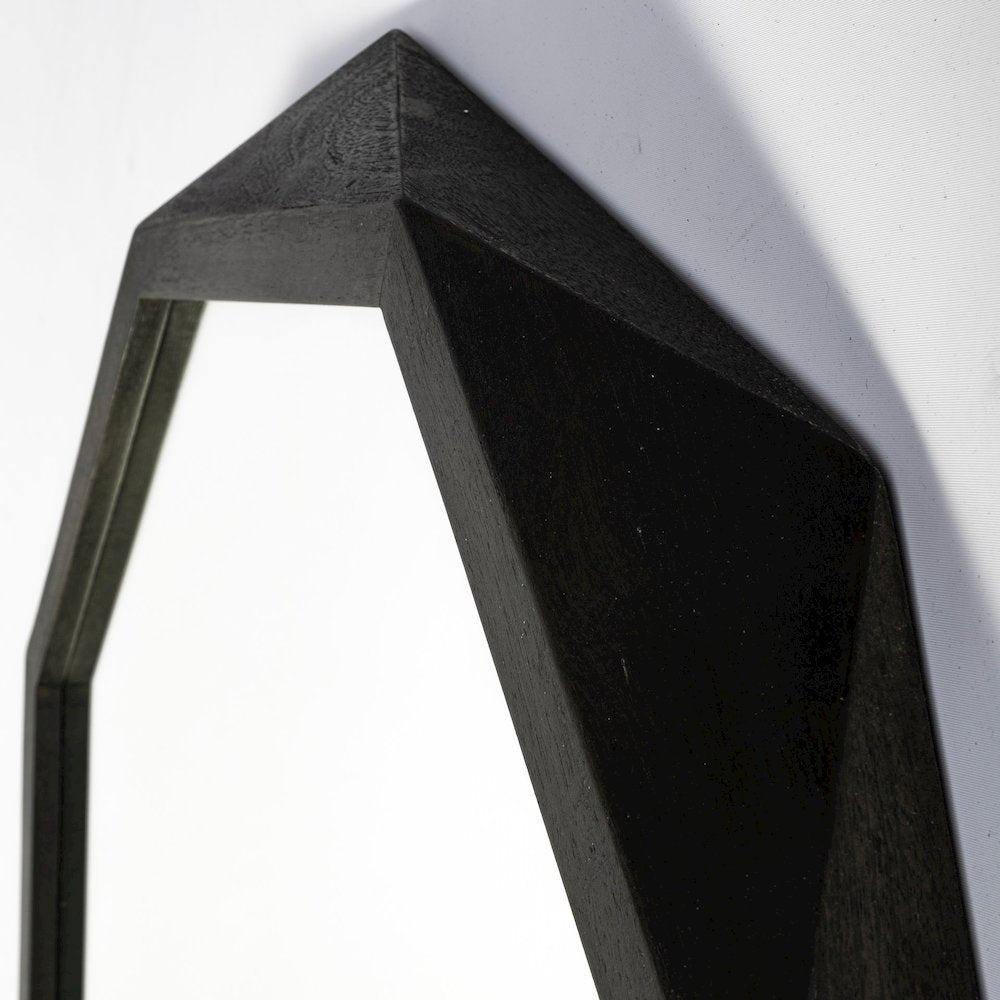 Aramis 32" Octagon Black Wood Frame Wall Mirror