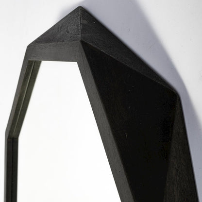 Aramis 32" Octagon Black Wood Frame Wall Mirror