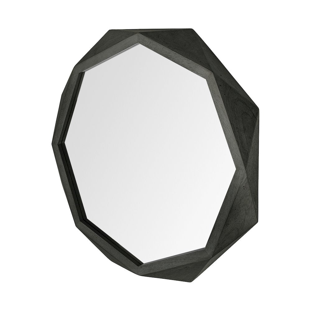 Aramis 41L x 41H Octagon Black Wood Frame Wall Mirror