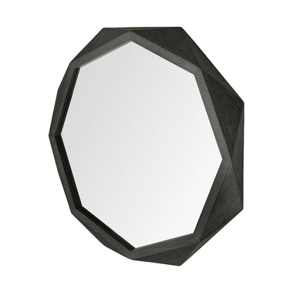 Aramis 41L x 41H Octagon Black Wood Frame Wall Mirror