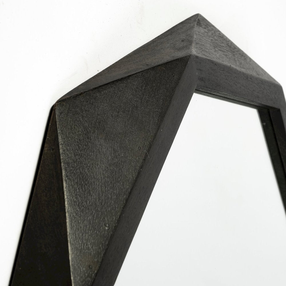 Aramis 41L x 41H Octagon Black Wood Frame Wall Mirror