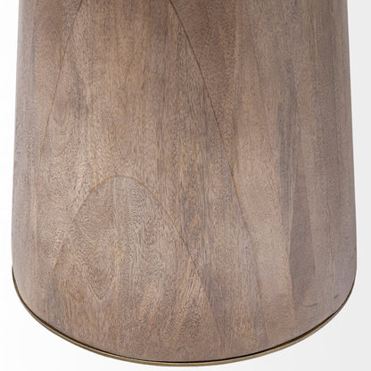 54" Round Brown Solid Wood Top Brown Wood/Gold Metal Base Dining Table