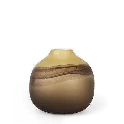 Pyla Short Yellow/Brown Glass Sand Dune Inspired Vase
