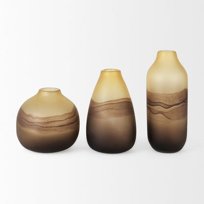 Pyla Short Yellow/Brown Glass Sand Dune Inspired Vase