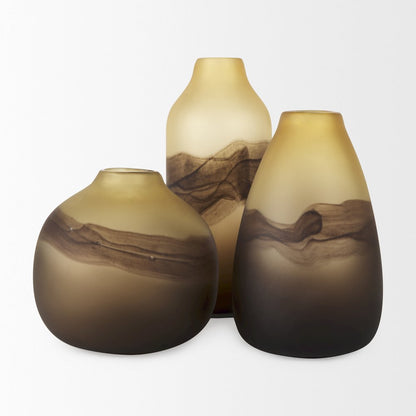 Pyla Short Yellow/Brown Glass Sand Dune Inspired Vase