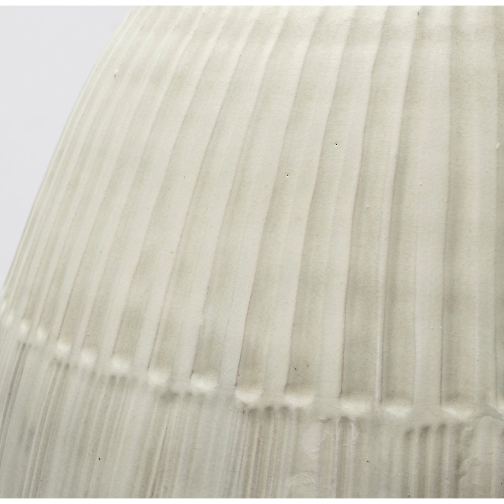 Reyan Large 28.5" Pearl White Ceramic Striped Vase