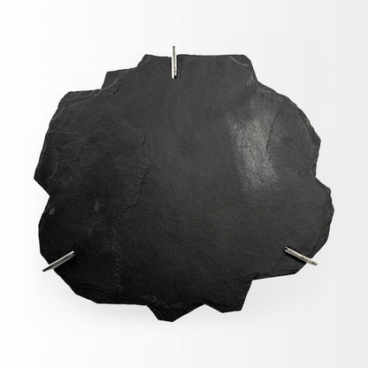 37" Irregular Live-Edge Black Slateflat Iron Base Coffee Table