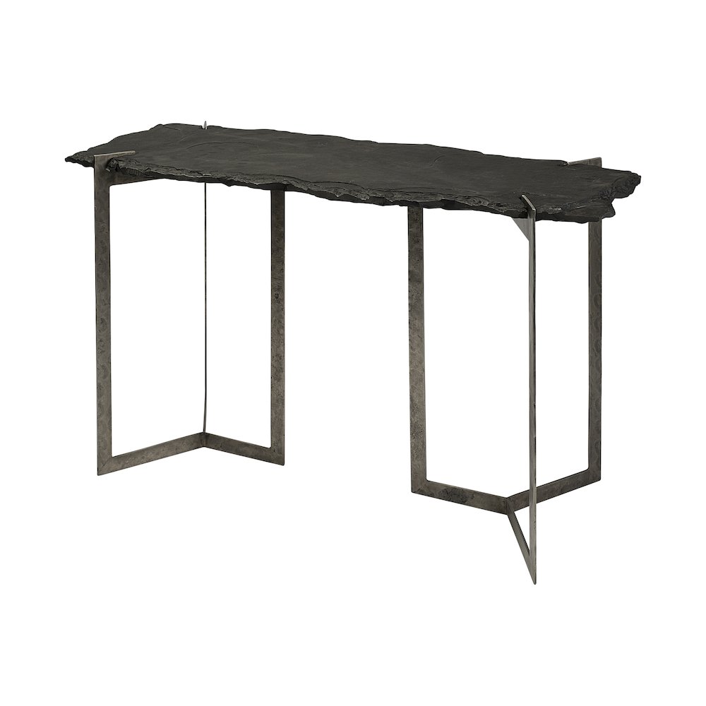 I50L X 20W Black Live-Edge Slate And Iron Console Table