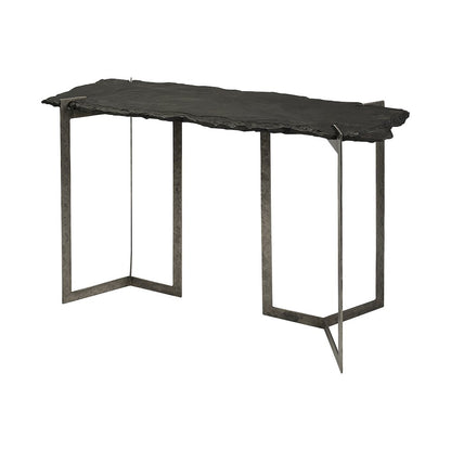 I50L X 20W Black Live-Edge Slate And Iron Console Table
