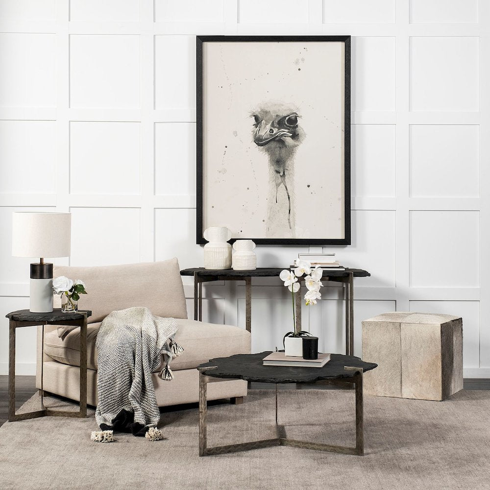 I50L X 20W Black Live-Edge Slate And Iron Console Table