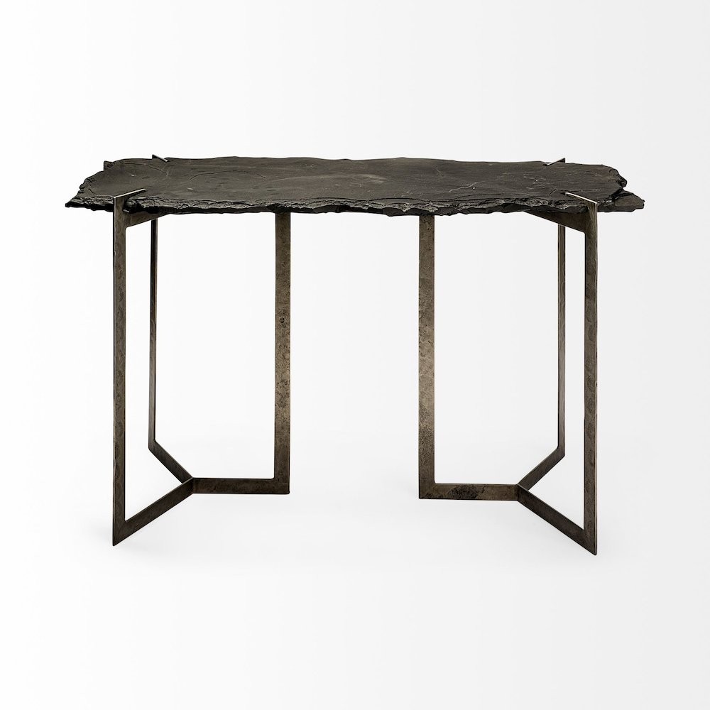 I50L X 20W Black Live-Edge Slate And Iron Console Table