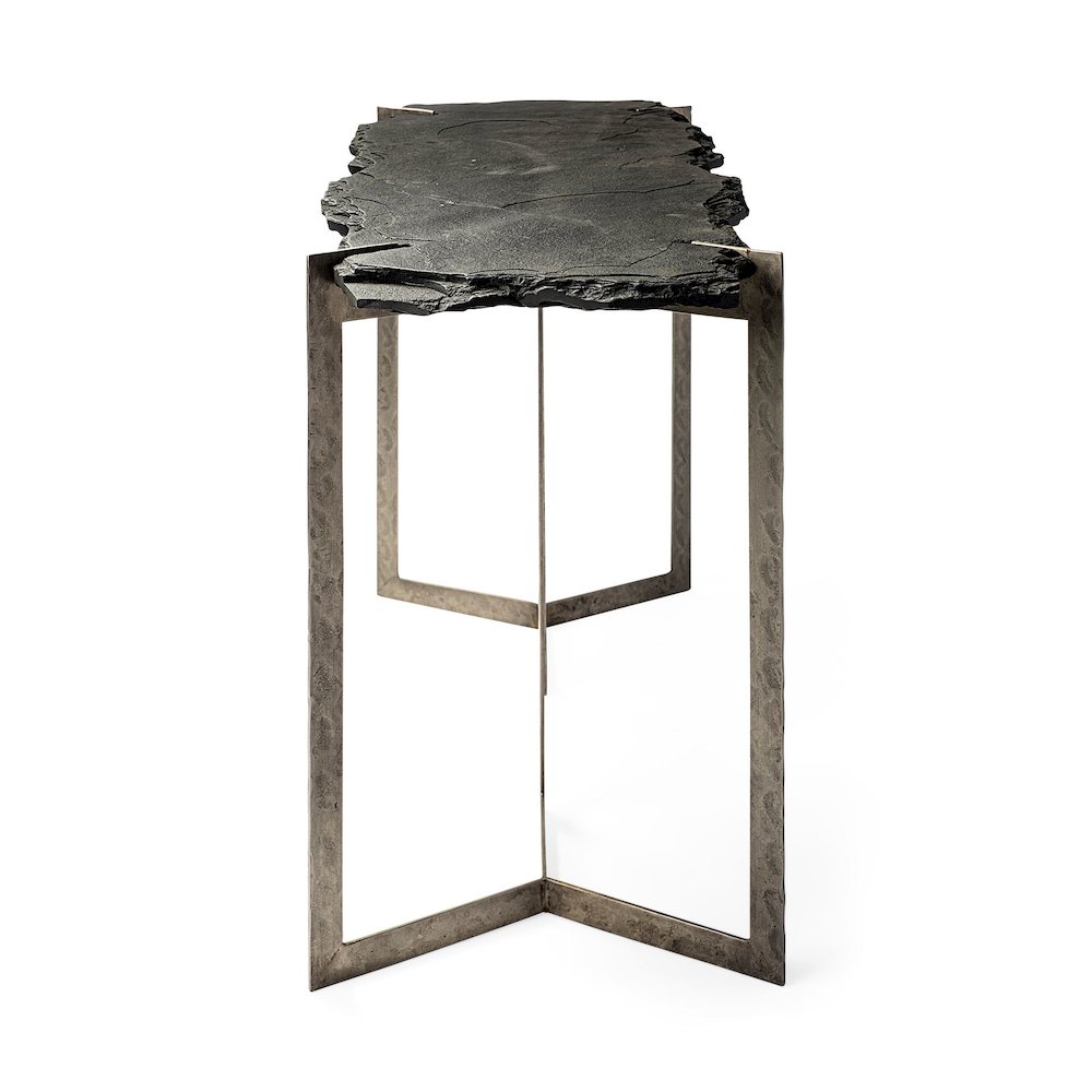 I50L X 20W Black Live-Edge Slate And Iron Console Table