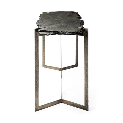 I50L X 20W Black Live-Edge Slate And Iron Console Table