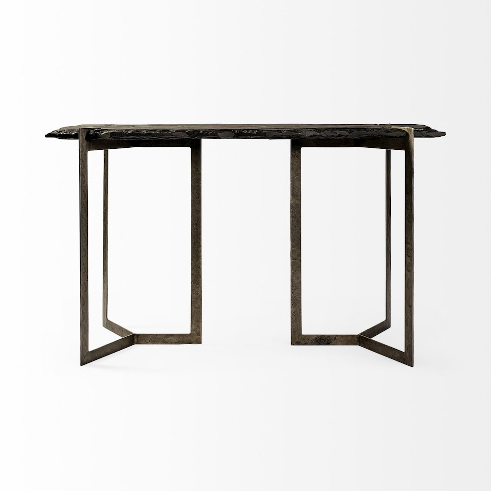 I50L X 20W Black Live-Edge Slate And Iron Console Table