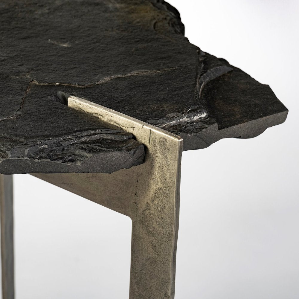 I50L X 20W Black Live-Edge Slate And Iron Console Table