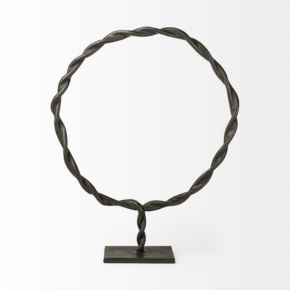 Rizwan (Large) Black Aluminum Braided Circular Object