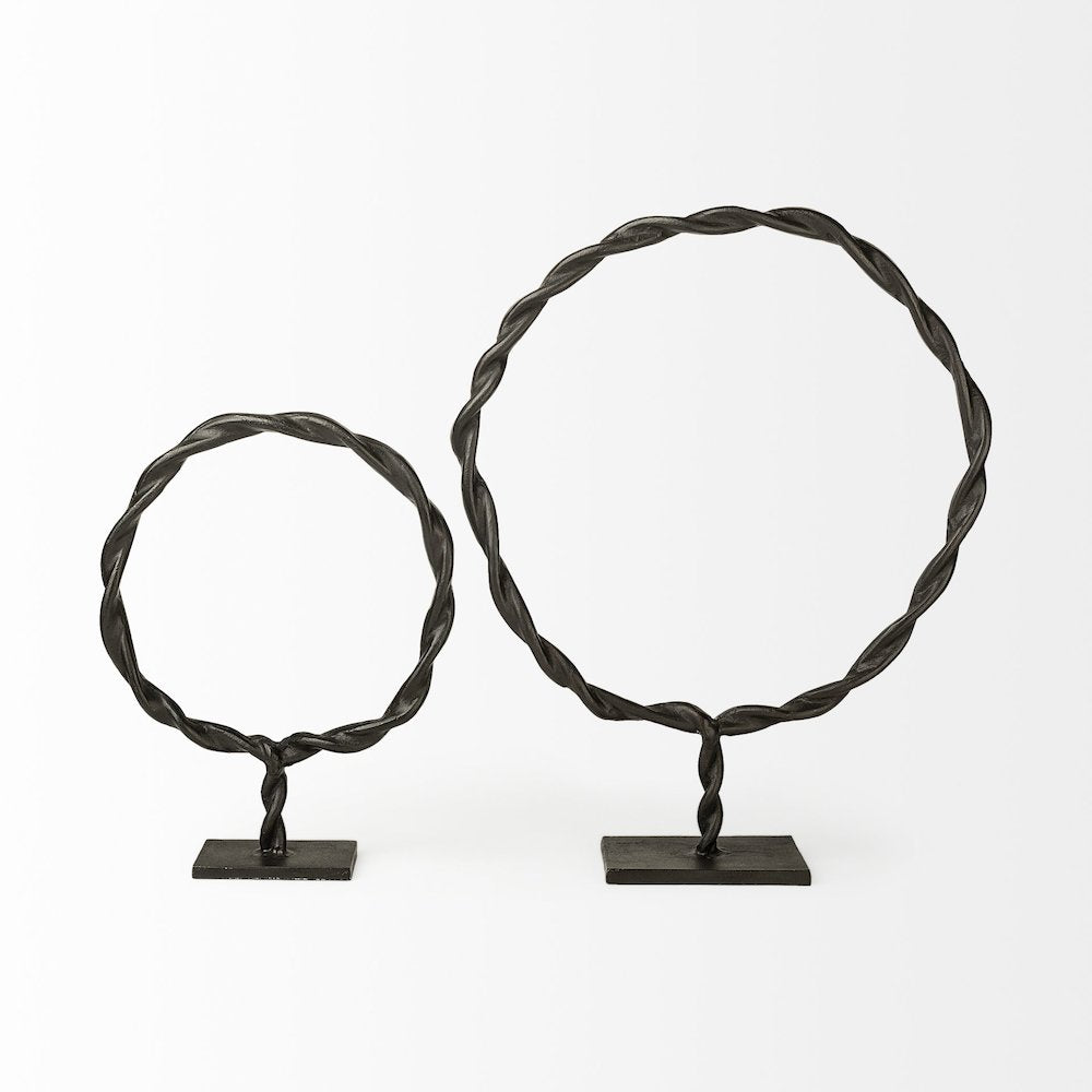 Rizwan (Large) Black Aluminum Braided Circular Object