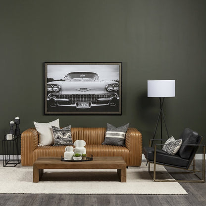Black Leather Wrap Gold Metal Frame Accent Chair