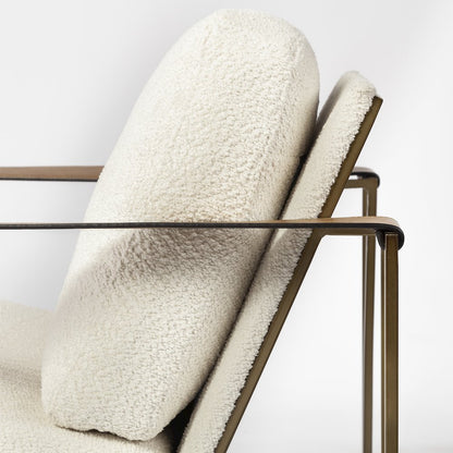 Cream Fabric Wrap Gold Metal Frame Accent Chair