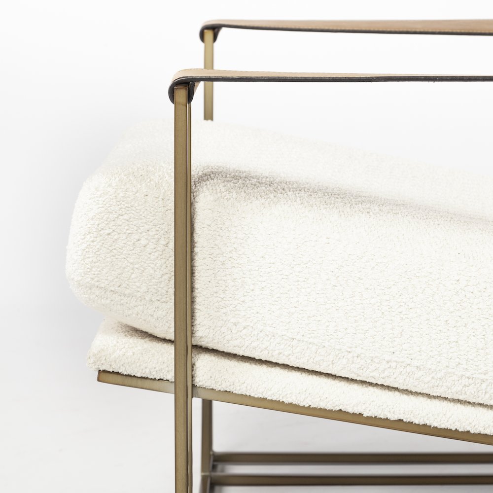 Cream Fabric Wrap Gold Metal Frame Accent Chair