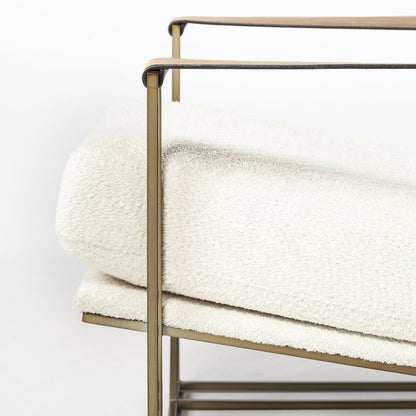 Cream Fabric Wrap Gold Metal Frame Accent Chair