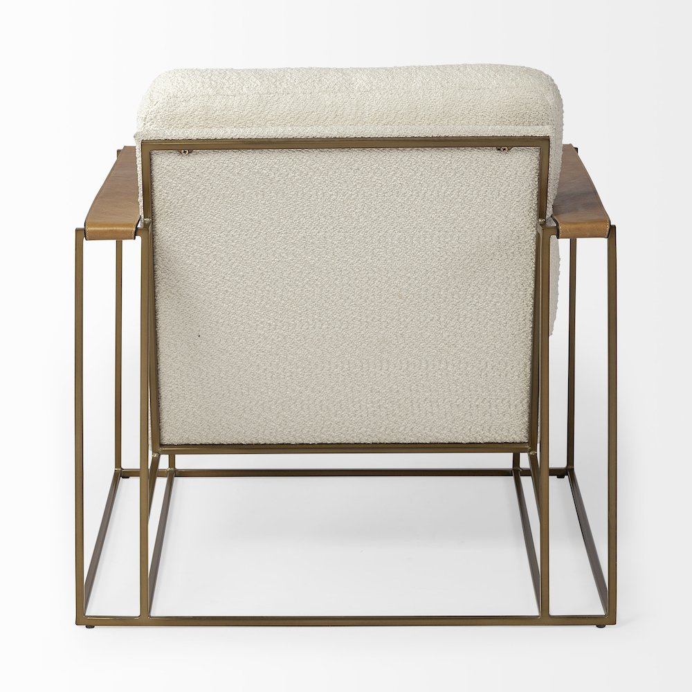 Cream Fabric Wrap Gold Metal Frame Accent Chair