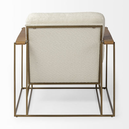 Cream Fabric Wrap Gold Metal Frame Accent Chair
