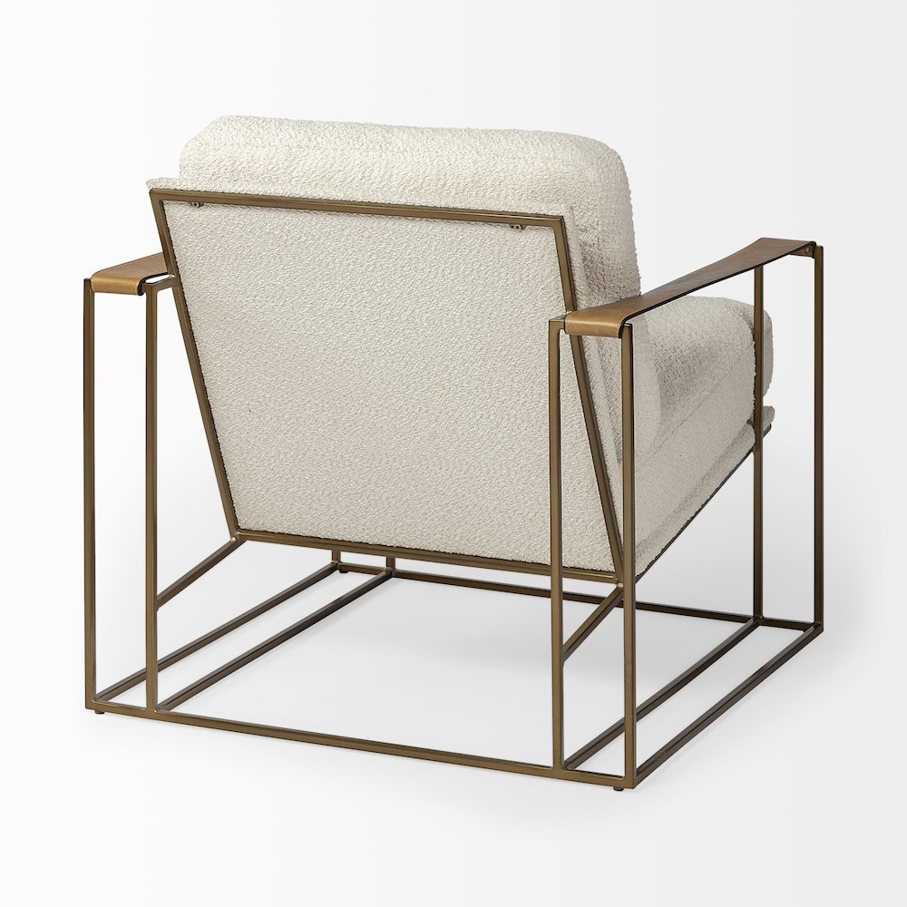 Cream Fabric Wrap Gold Metal Frame Accent Chair