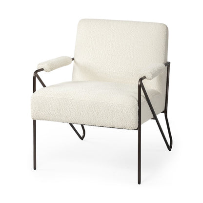 Cream Fabricgun Metal Gray Metal Frame Accent Chair