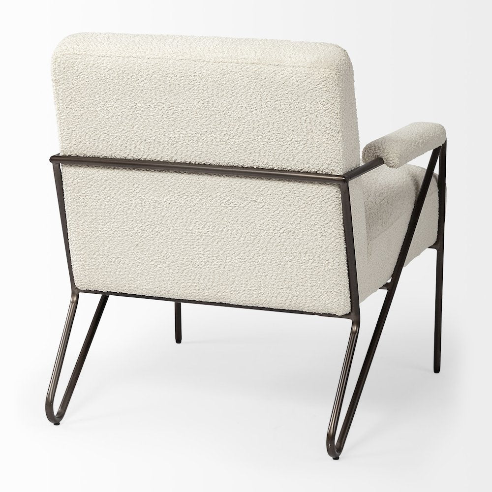 Cream Fabricgun Metal Gray Metal Frame Accent Chair