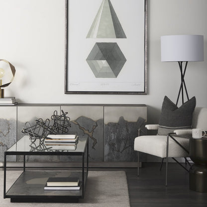 Cream Fabricgun Metal Gray Metal Frame Accent Chair