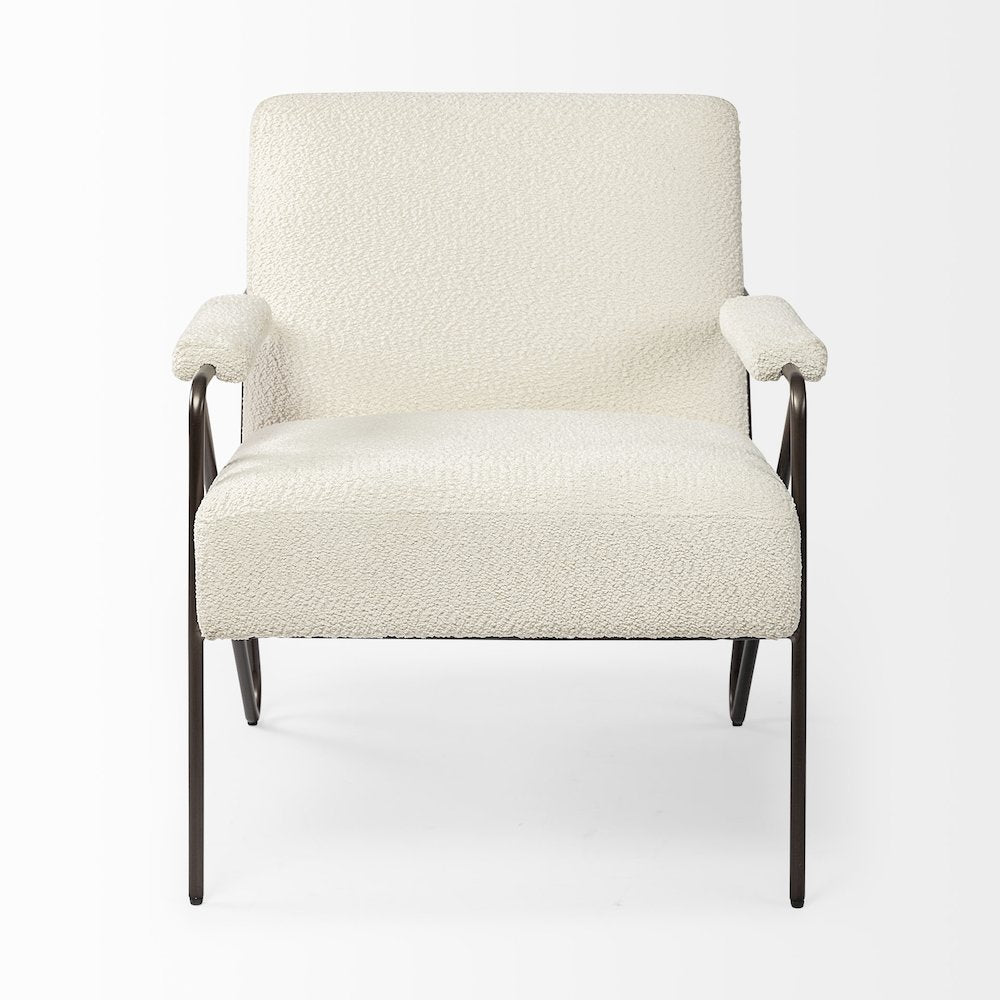 Cream Fabricgun Metal Gray Metal Frame Accent Chair