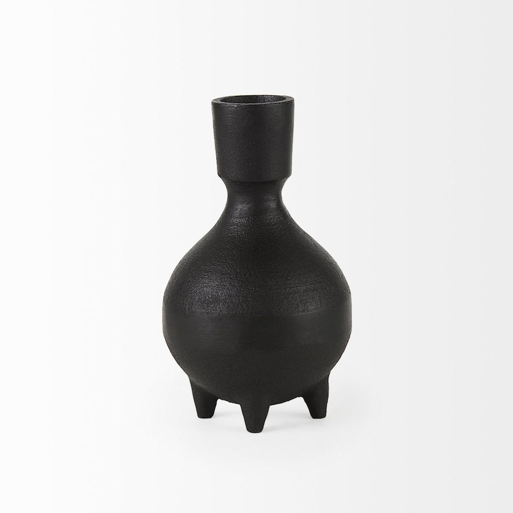 Cyrus Black Spherical Vase Flute Decorative Object