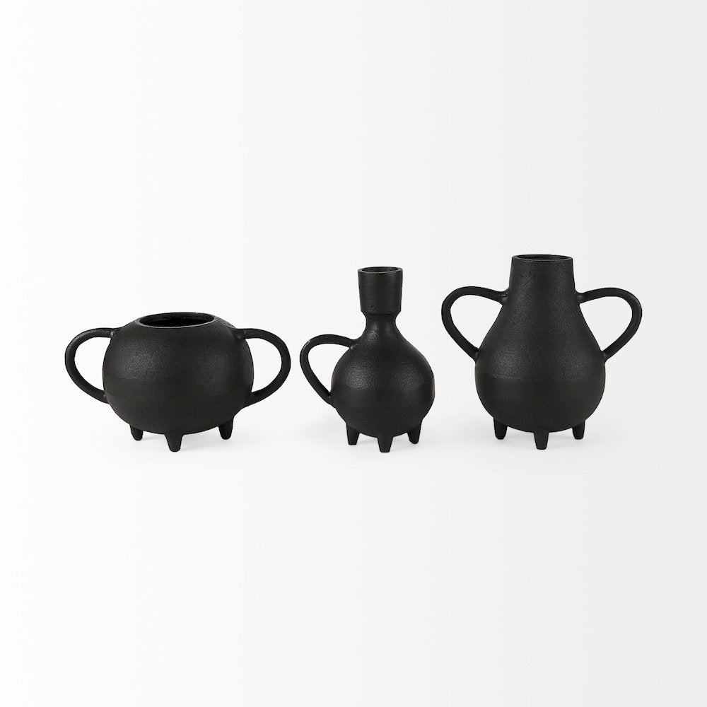Cyrus Black Two handled Vase Decorative Object