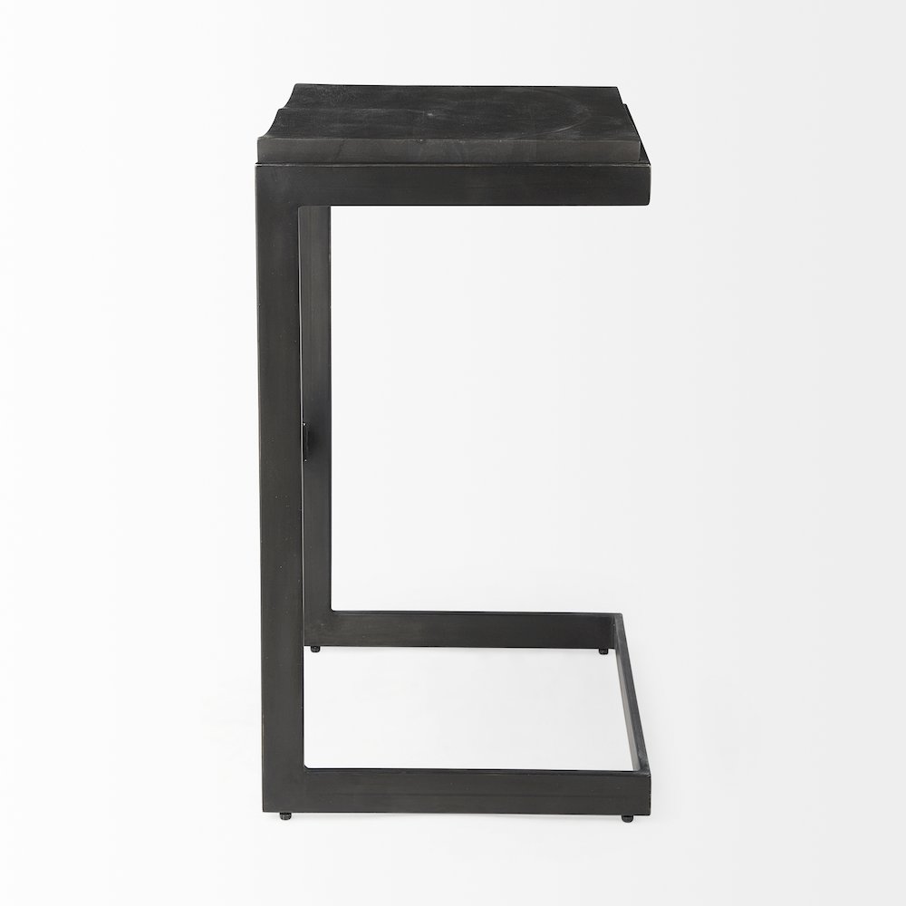 Black Wood Black Metal Base C-Shape Bar Stool