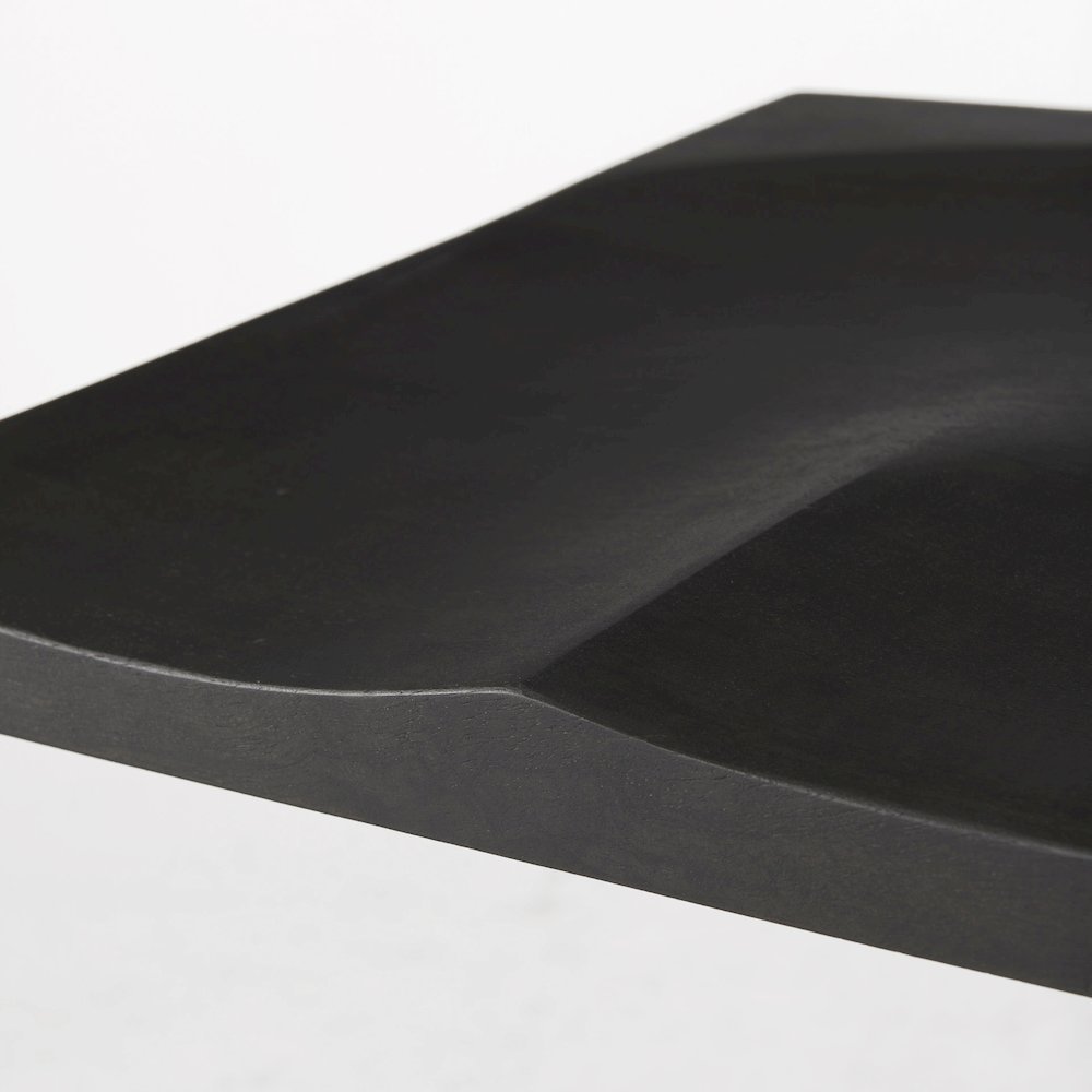 Black Wood Black Metal Base C-Shape Bar Stool