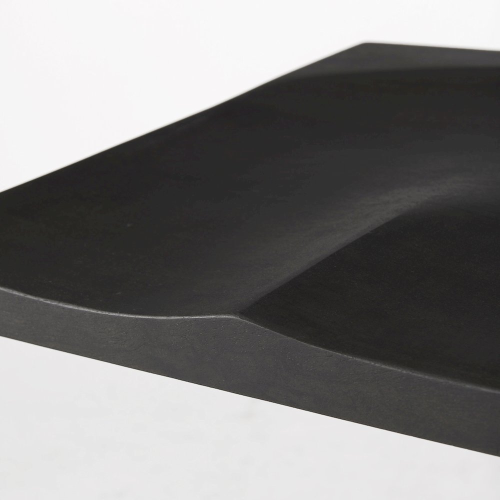 Black Wood Black Metal Base C-Shape Counter Stool