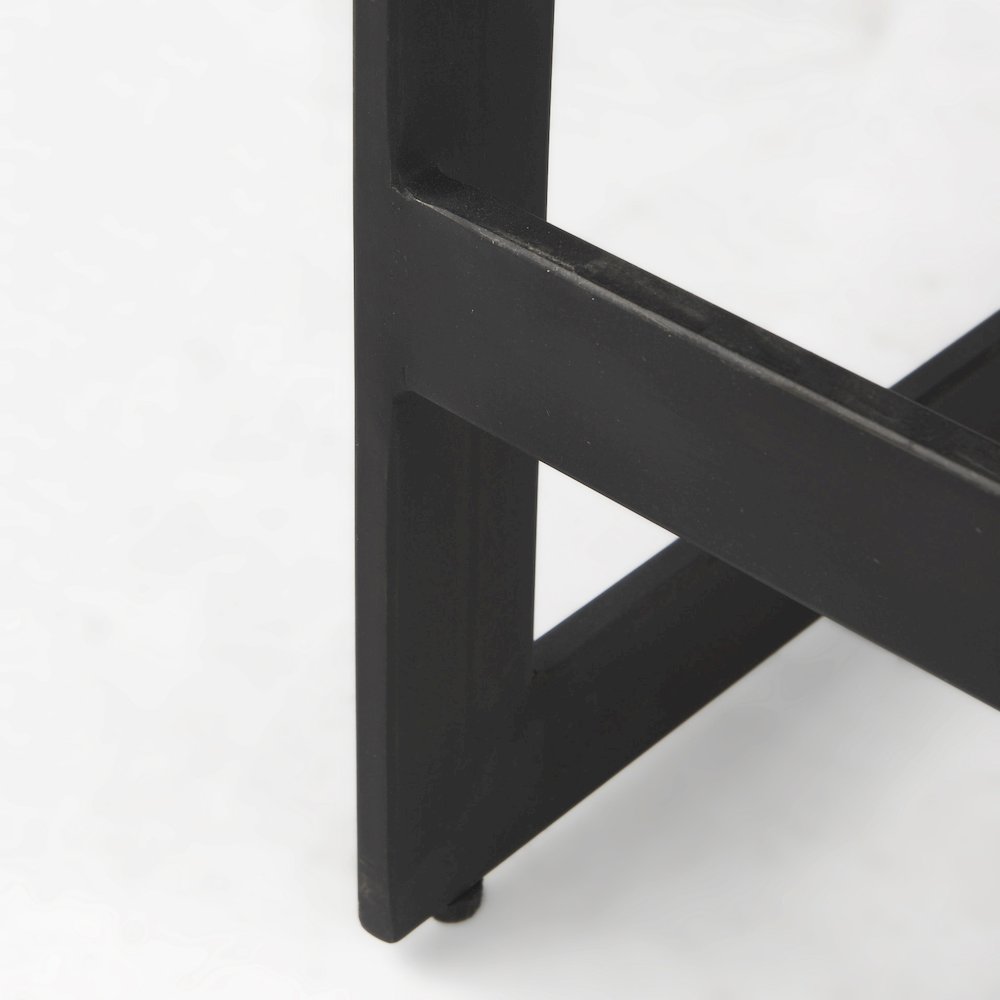 Black Wood Black Metal Base C-Shape Counter Stool