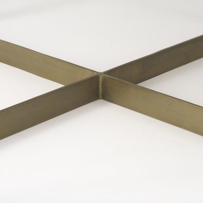 Beige Finished Woodgold Metal Base Square Coffee Table