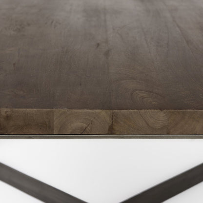 Medium Brown Woodantique Nickel Metal Base Square Coffee Table