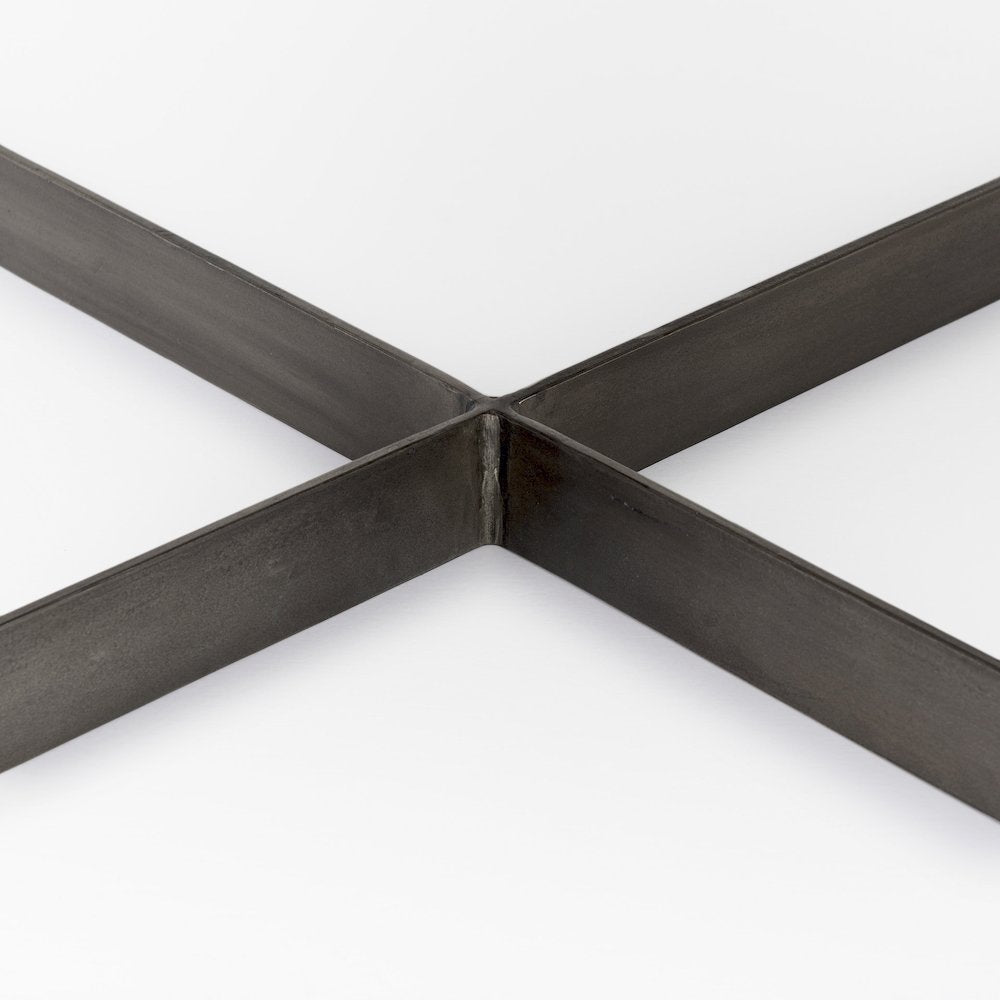 Medium Brown Woodantique Nickel Metal Base Square Coffee Table